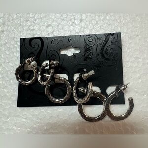 Kudos Chic Textured Silver Hoop Earrings